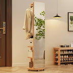 WoodsWhisper Full Length Mirror Coat Rack Solid Wood Floor Mirror 66"x12" Full by Unknown