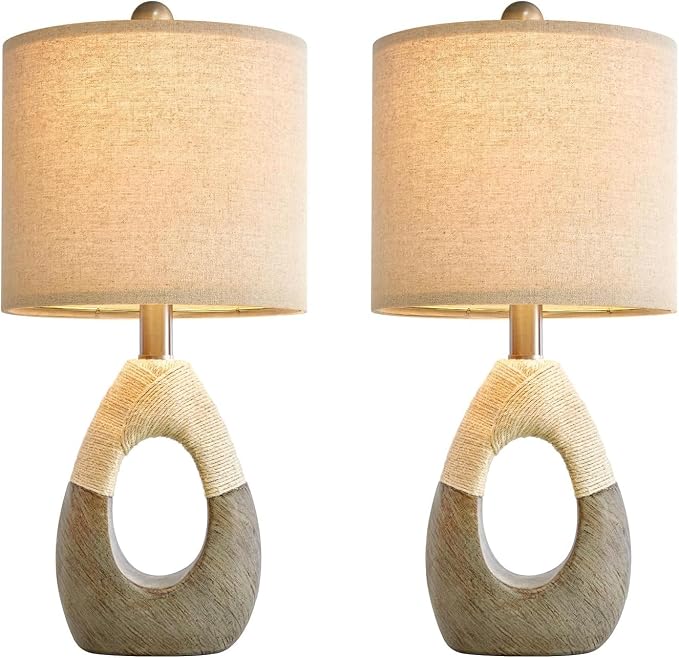 OYEARS 19” Boho Table Lamps Bedroom Living Room Set 2, Suitable - Image 7