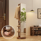 WoodsWhisper Full Length Mirror Coat Rack Solid Wood Floor Mirror 66"x12" Full - Image 2