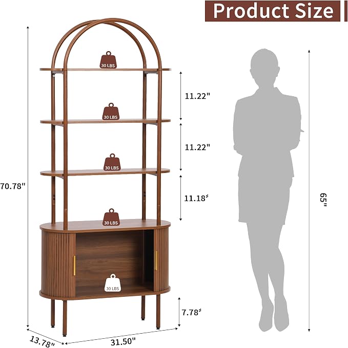 71" Tall Fluted Arched Bookshelf - Image 2