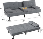Flamaker Futon Sofa Bed Modern Folding Futon Set Linen Fabric Convertible - Image 3