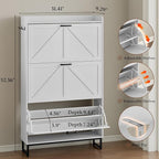 BORNOON Shoe Cabinet with 3 Flip Drawers Narrow Shoe Storage Cabinet Organizer - Image 2