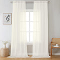 Sheer Ivory Curtains 108" Inch Length 2 Panels Set, Light Filtering Soft Rod by OVZME
