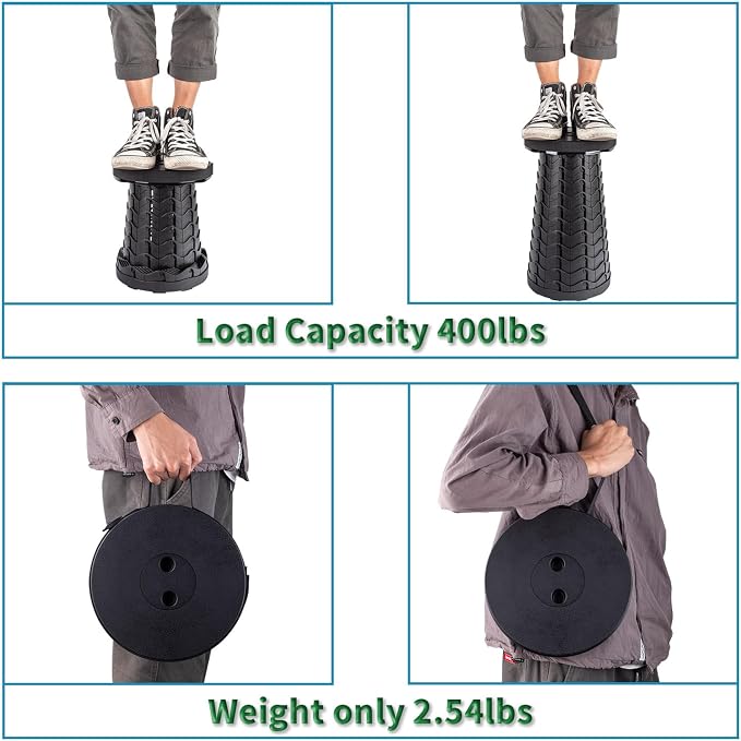 2-Pack Collapsible Stool, Load Capacity 400lbs, Lightweight Yet Sturdy - Image 4
