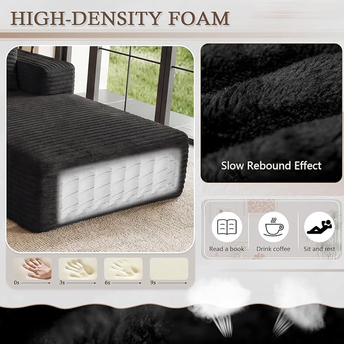 95" Cloud Sectional Couch U-Shaped Chaise - Image 3