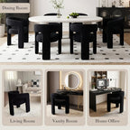 Black Dining Chairs Set of 6, Upholstered Sherpa Barrel Chairs - Image 5