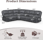 Yolsali Manual Reclining Sectional Sofa Set, 6 Seats Soft Dutch Velvet Recliner - Image 2