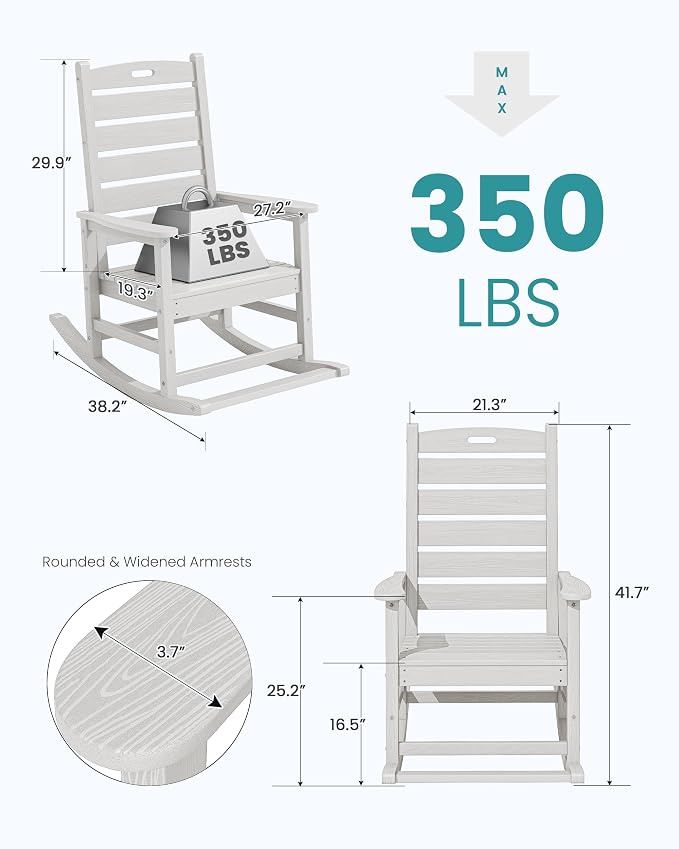 SERWALL HDPE Outdoor Rocking Chair, Oversized Rocking Chair - Image 3