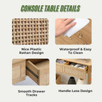 Karl home Console Table, Rattan Entryway Table - Image 3