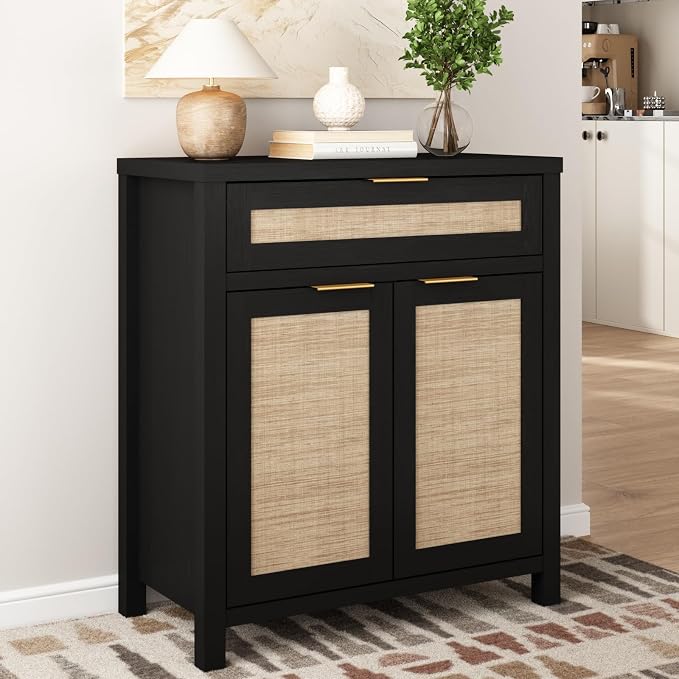HOKYHOKY Rattan Sideboard Buffet Cabinet, Boho Storage Cabinet by HOKYHOKY