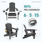 SERWALL Foldable Adirondack Chair Set of 4, HDPE Adirondack Chair - Image 7