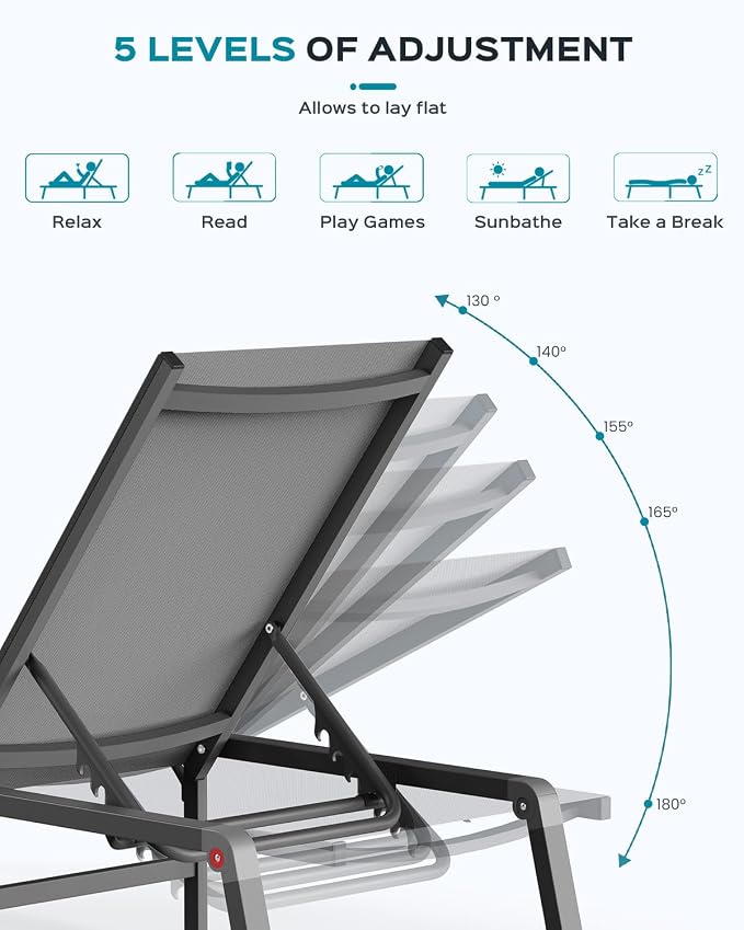 Aluminum Chaise Lounge Ourdoor - Image 7