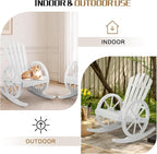 Outvita Adirondack Rocking Chair, Wood Wagon Rocker, Outdoor Wooden Carbonized - Image 7