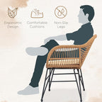 3 Piece Outdoor Wicker Furniture Bistro Set, Rattan Chairs Conversation Sets - Image 4
