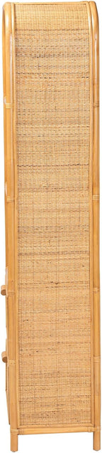 Bali & pari Curacao Modern Bohemian Light Honey Rattan 2-Drawer Bookcase - Image 6