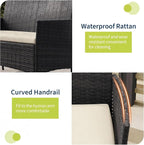 3-Piece Outdoor Furniture Set, PE Rattan Wicker Chairs - Image 3