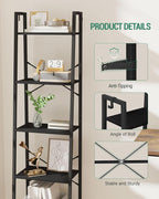 Hzuaneri Ladder Shelf, Bookshelf Bookcase, Freestanding Corner Storage Shelve - Image 3