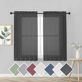 45 Inches Length Black Sheer Curtains by OVZME