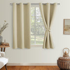 Blackout Curtains for Bedroom, Light Beige, 42 x 45 Inch, 2 Panels | Thermal - Image 8