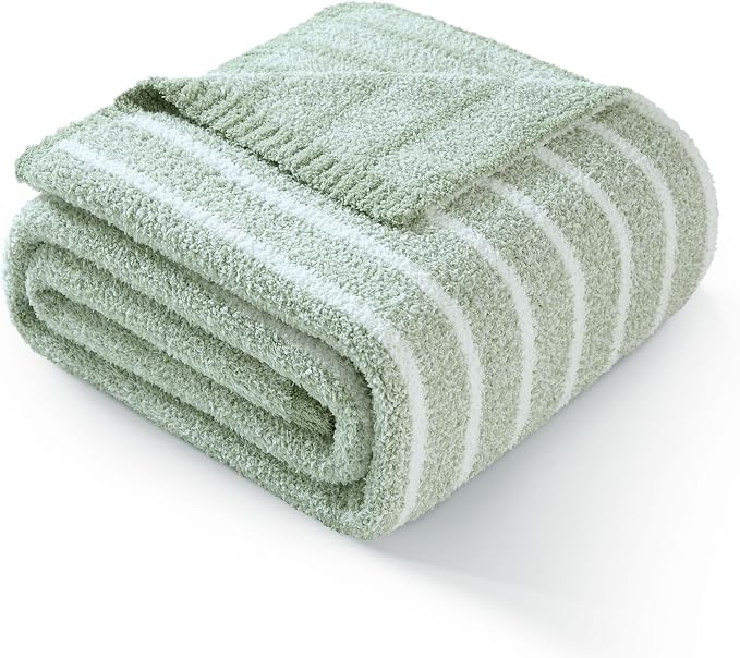 Snuggle Sac Ultra Soft Throw Blanket, Sage Green, Cozy Knitted Ribbed, Fuzzy by SnuggleSac