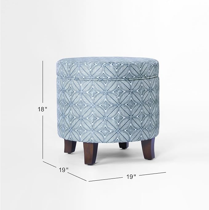 HomePop Upholstered Round Storage Ottoman|Homepop Home Décor|Upholstered Round - Image 3