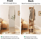 WoodsWhisper Full Length Mirror Coat Rack Solid Wood Floor Mirror 70"x16" Full - Image 7