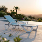 PURPLE LEAF Patio Chaise Lounge Chair Set Outside Aluminum Plastic Stackable by PURPLELEAF