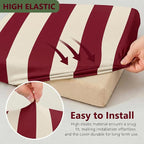 CALBODE 12 Pcs Stretch Outdoor Seat Cushion Covers, Washable Striped Chair Seat - Image 3