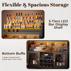 Loomie Wine Bar Cabinet with LED Lighted Liquor Bottle Display Shelf, Liquor - Image 5