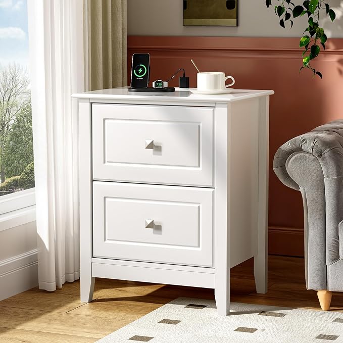 VINGLI 18.9" W White Nightstand Set of 2 - Image 7