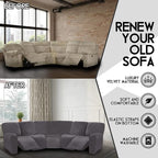 LightInTheBox 7-Piece Velvet Stretch Reclining Couch Covers 5 Seats Corner Sofa - Image 3