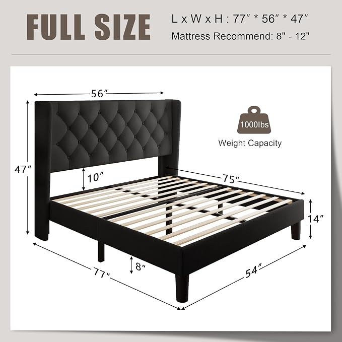 Einhomn Black Platform Bed Frame Full Size - Image 2