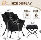 Welnow Lazy Chair with Ottoman, Modern Accent Chair with Armrests and a Side - Image 3