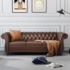 AVZEAR Chesterfield Leather Sofa 3 Seater Couch, Mid-Century Large Sofa Roll by AVZEAR