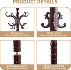 ZOZOE Wooden Classic Coat Rack Stand, Solid Wood Coat Rack Freestanding - Image 2