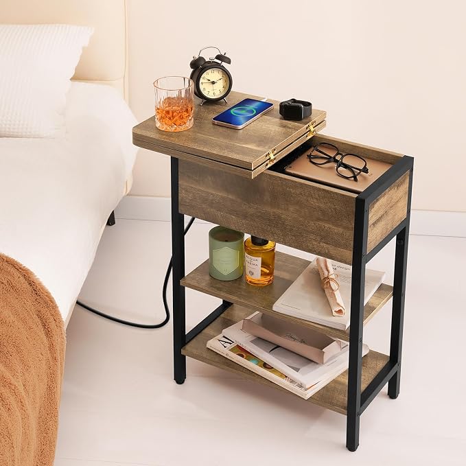 Yoobure End Table with Charging Station, Flip Top Side Table with USB Ports and - Image 6