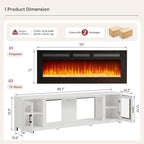 MXV 80" Fireplace TV Stand, Modern Entertainment Center - Image 2