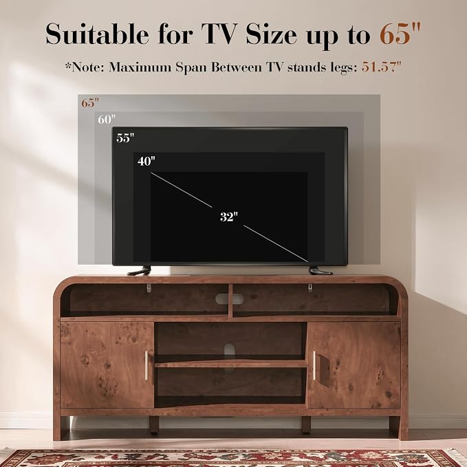 Entertainment Center for Living Room, Curved TV Stand - Image 5