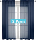 Navy Blue Sheer Curtains 2 Panel Sets 84" Inch Length by OVZME