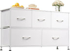 WLIVE Dresser for Bedroom with 5 Drawers, Wide Chest of Drawers, Fabric Dresser by WLIVE