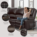Yolsali Home Theater Seating Reclining Sectional Sofa, 5 Seats Soft Leather - Image 6