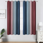 Navy Blue and Burgundy Red Ombre Blackout Curtains - Image 2
