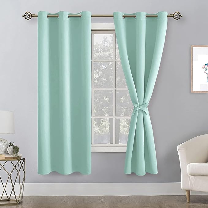 Room Darkening Window Curtains for Bedroom 2 Panels Aqua 42x63 Inch | Thermal - Image 8