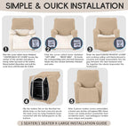 Oversized Recliner Chair Covers, 4-Piece Stretch Geometric Strokes Jacquard - Image 8