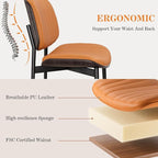 REONEY Dining Chairs Set of 4, Mid-Century Modern Upholstered PU Leather Chairs - Image 6