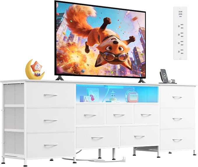 WLIVE 75.5" TV Stand for 65, 85 Inch TV, Dresser for Bedroom by WLIVE