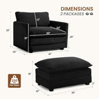 ROWHY Single Armchair with Ottoman, Modern Corduroy Cloud Couch with - Image 2