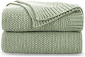 CozeCube Sage Green Seed Stitch Throw Blanket 50"x60", Farmhouse Decor | Blanket by CozeCube