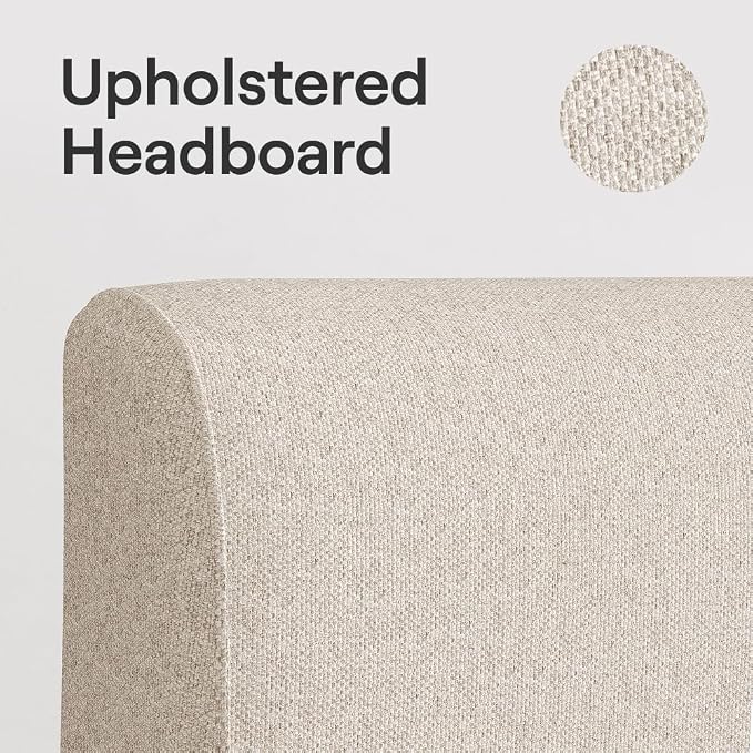 Nectar Bamboo Platform Bed Frame & Upholstered Headboard - Image 7