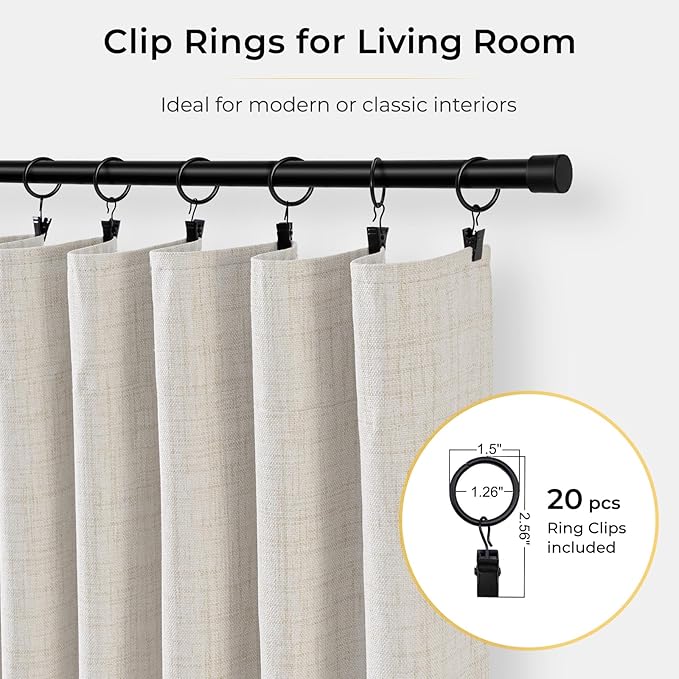 INOVADAY Linen Textured 100% Blackout Sliding Door Curtains 102x90 Beige | 1 - Image 5